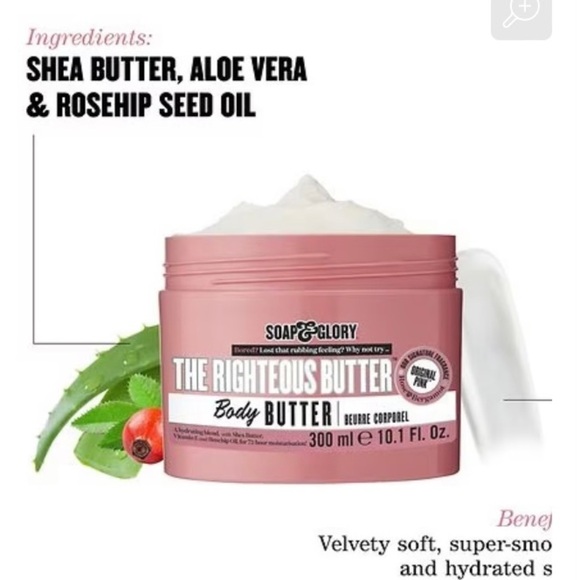 Soap & Glory The Righteous Butter Body Butter 10.1oz / 300ml Original Pink - Picture 3 of 3